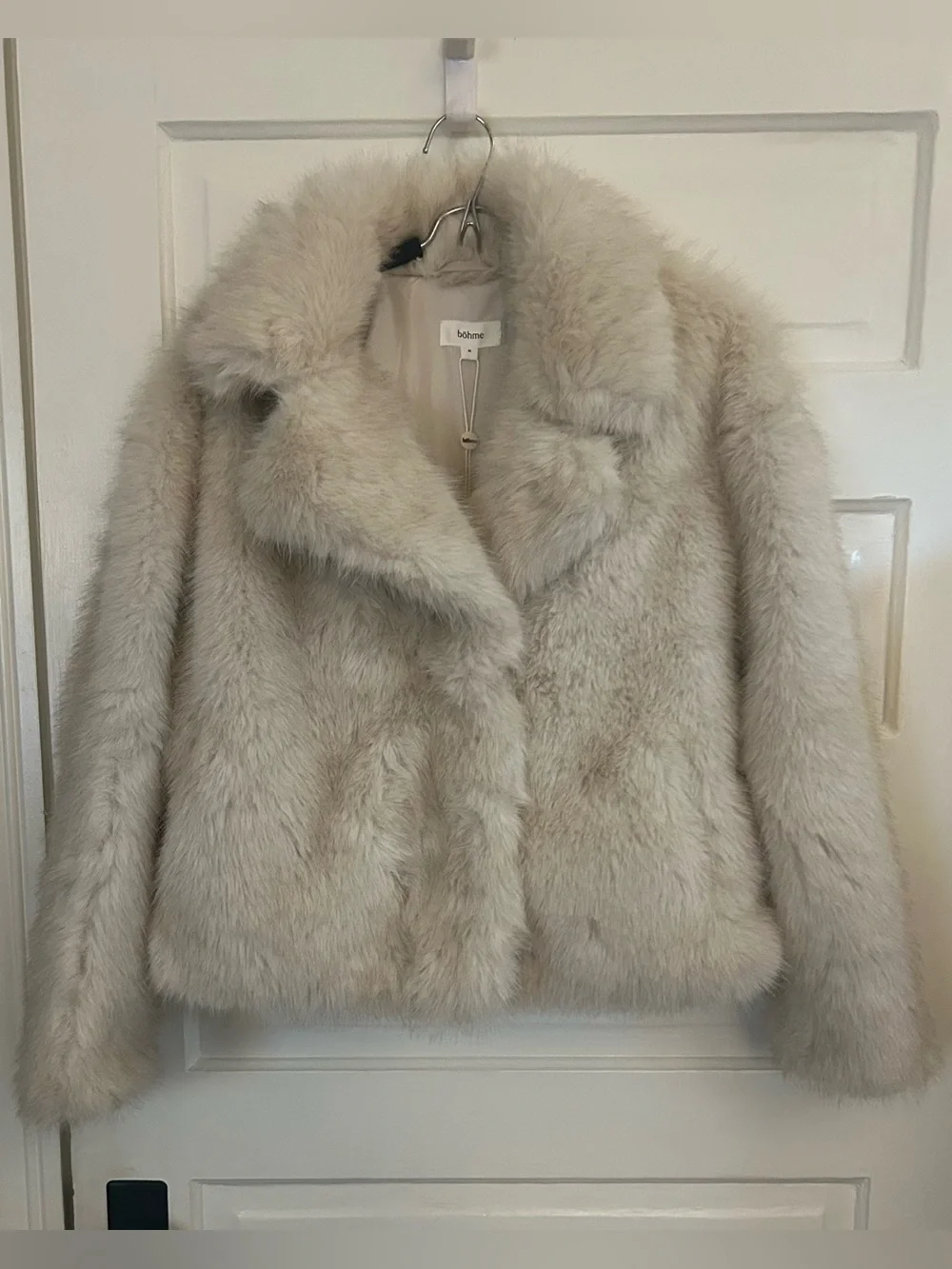 bohme Jordan Cream Plush Faux Fur Jacket